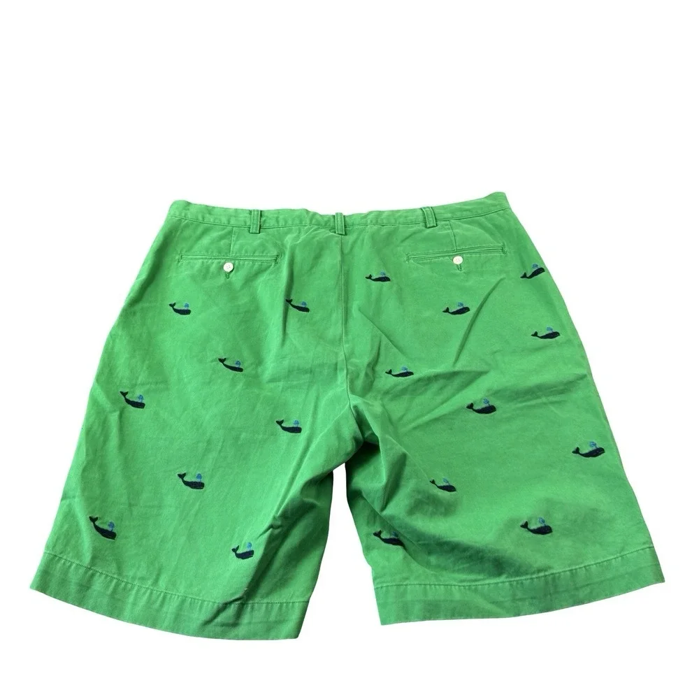 Polo Ralph Lauren Green Blue Whale Embroidered Chino Shorts Mens 42 Tall Long